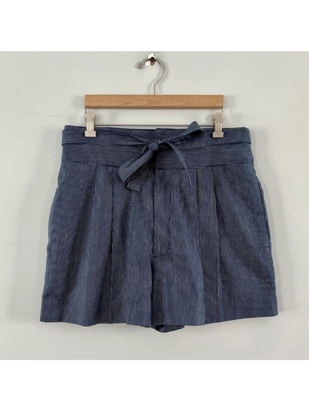 NWT Marc by Marc Jacobs Jamie Stripe Blue Indigo High Waist Cotton Shorts - Picture 4 of 6